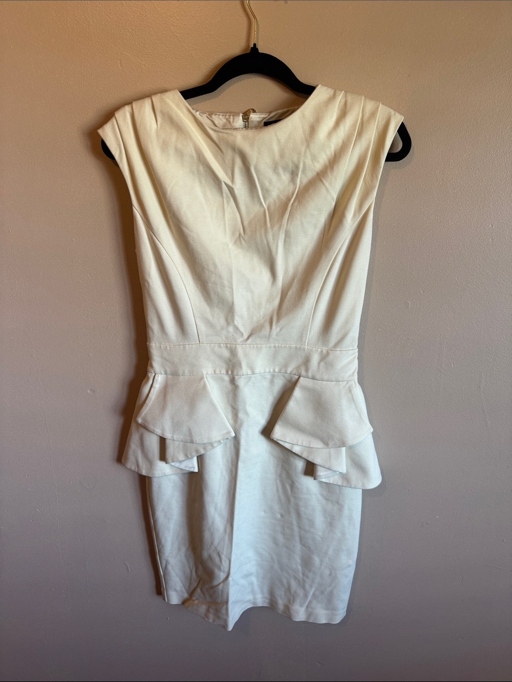 Ted Baker London Cream Peplum Sheath Dress with Cap Sleeves